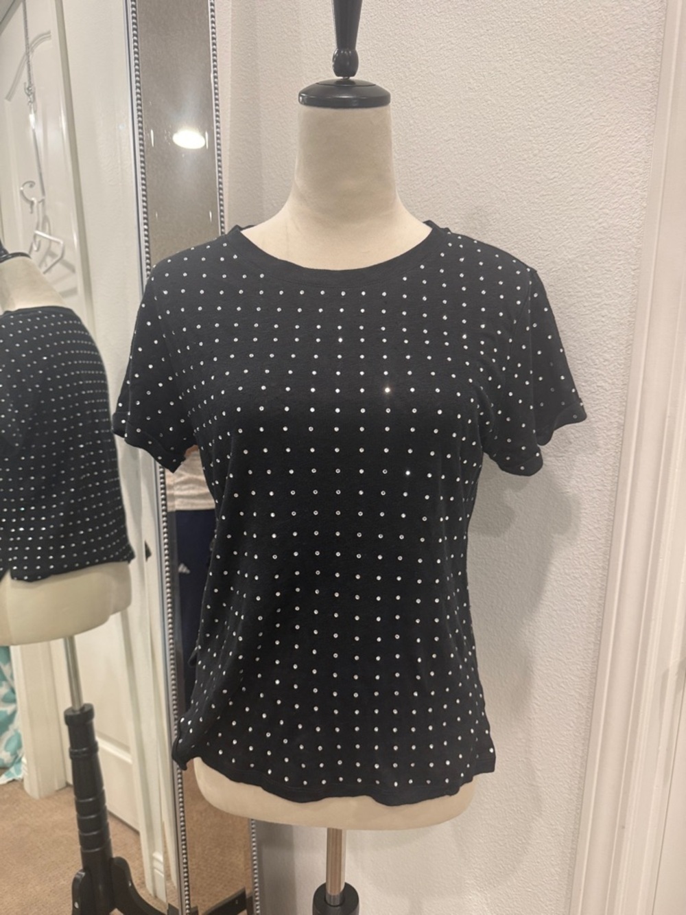 Siwy Black Short Sleeve Tee with White Polka Dots
